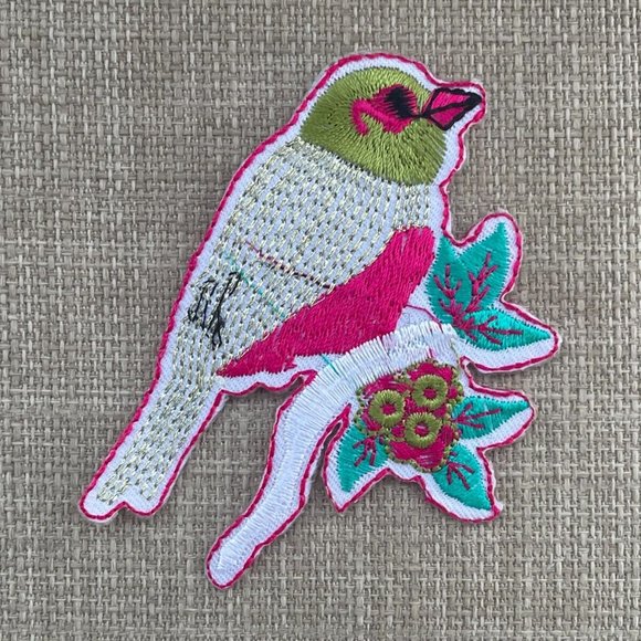 Iron On Patches Multi Color Bird on Branch Embroidery Patches - Picture 5 of 8
